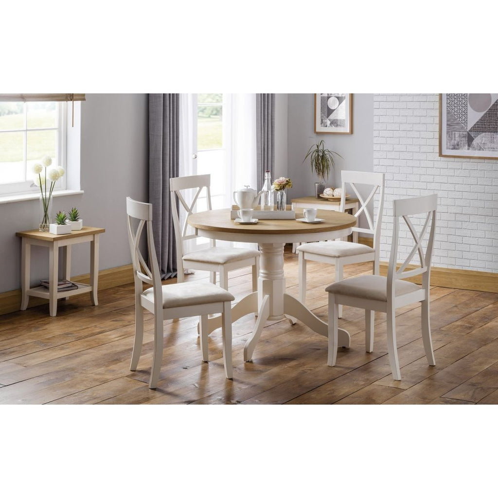 Davenport Round Pedestal Table - Oak/White