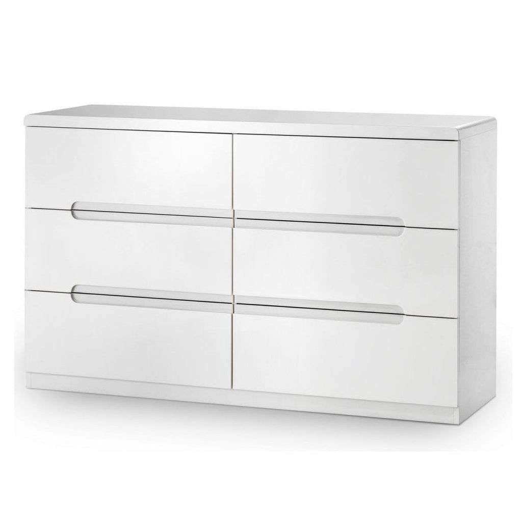 Manhattan 6 Drawer Wide Chest - White