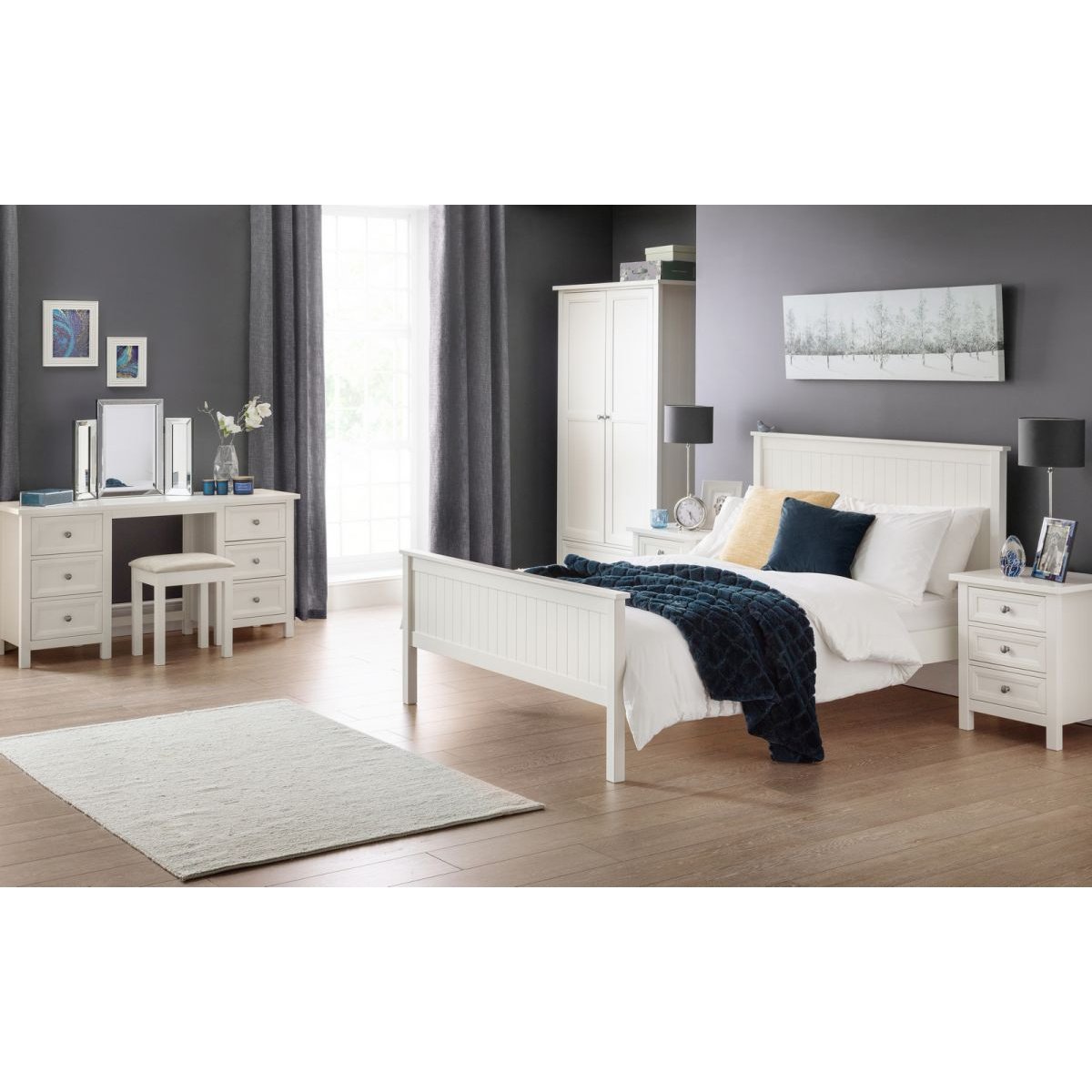 Maine 6 Drawer Wide Chest - Surf White