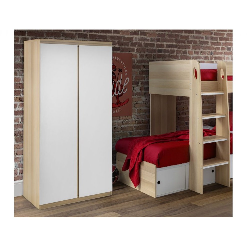 Jupiter 2 Door Wardrobe - White/Oak