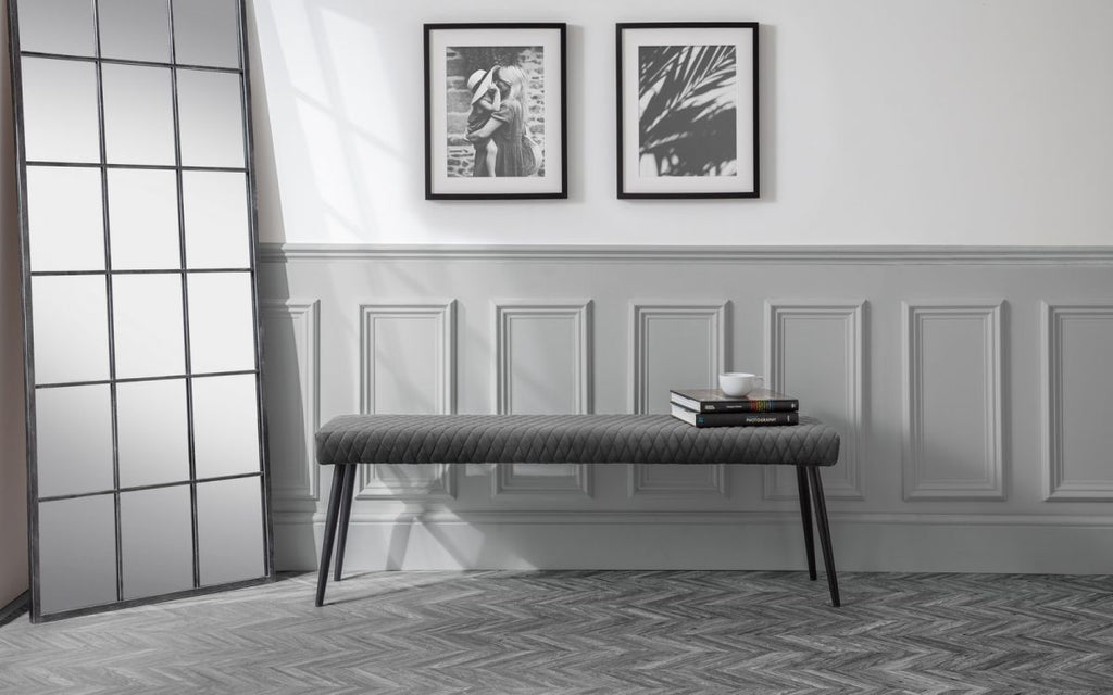 Berwick Dining Table, 2 Luxe Low Grey Benches & 2 Luxe Grey Chairs