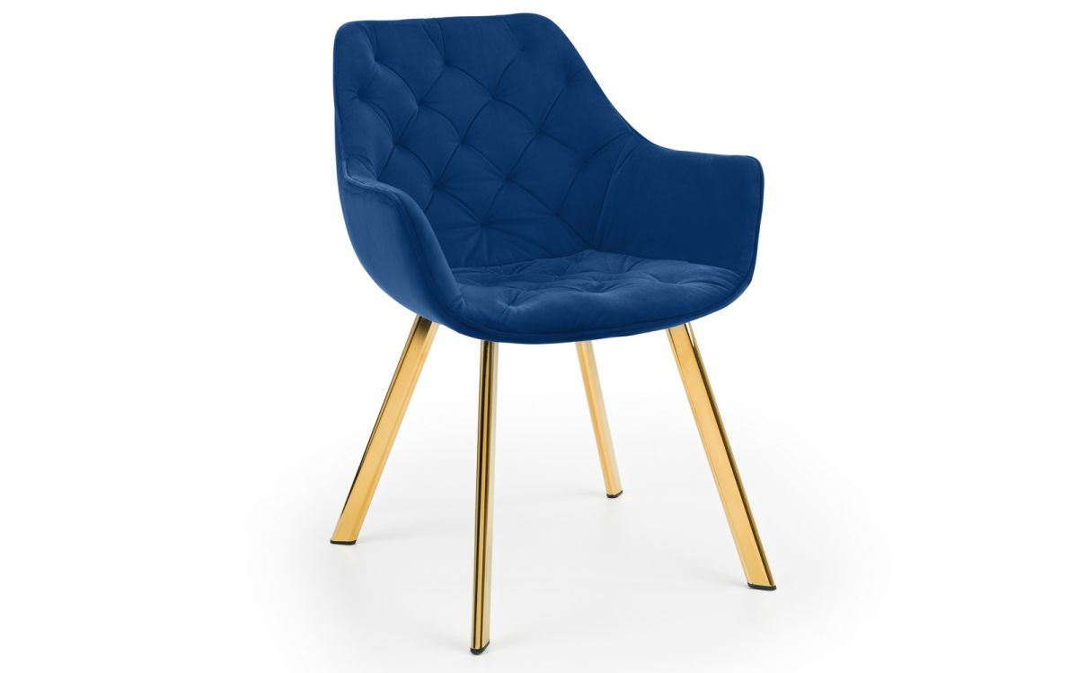 Minori Dining Table & 4 Lorenzo Blue Dining Chairs