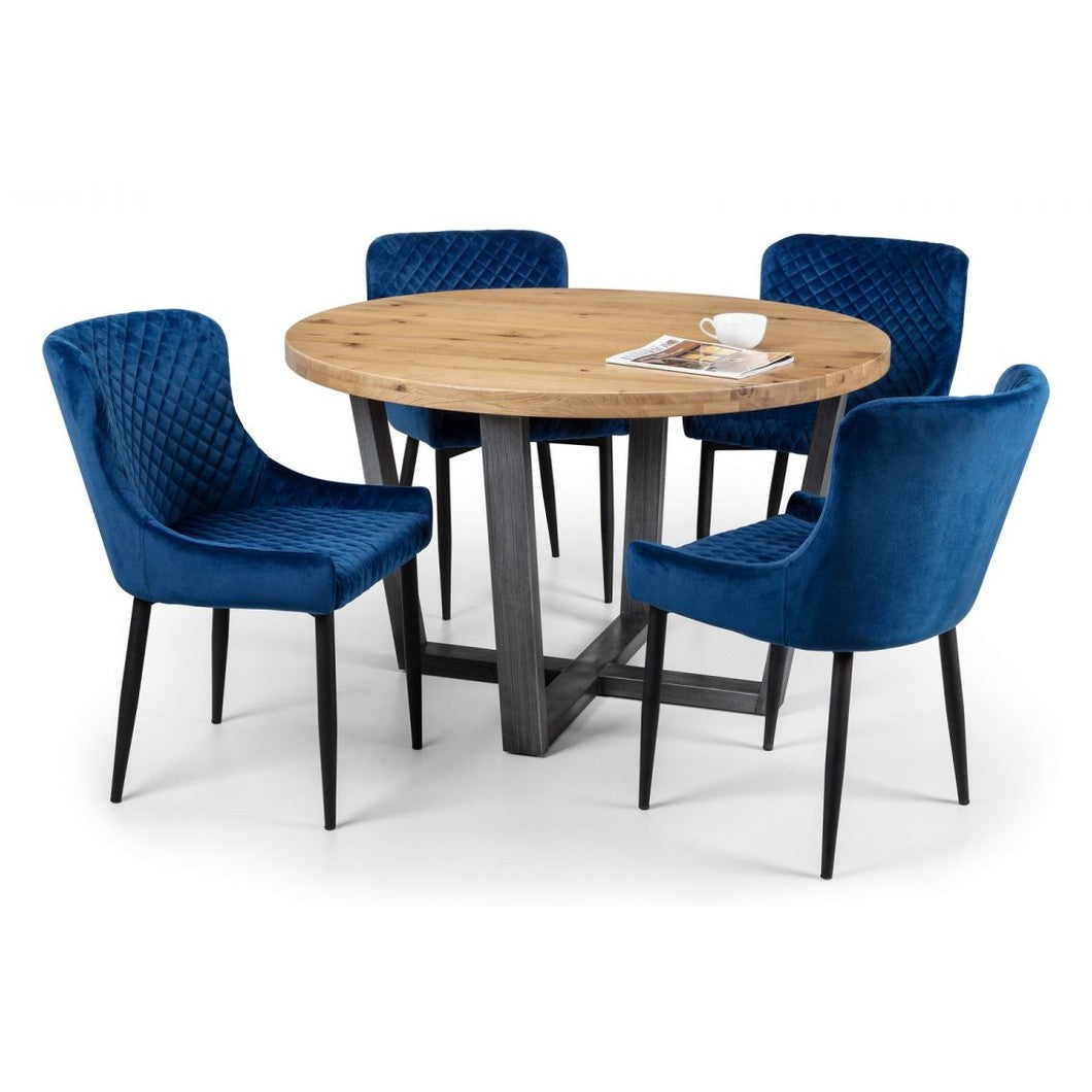 Brooklyn Round & Luxe Blue Dining Set