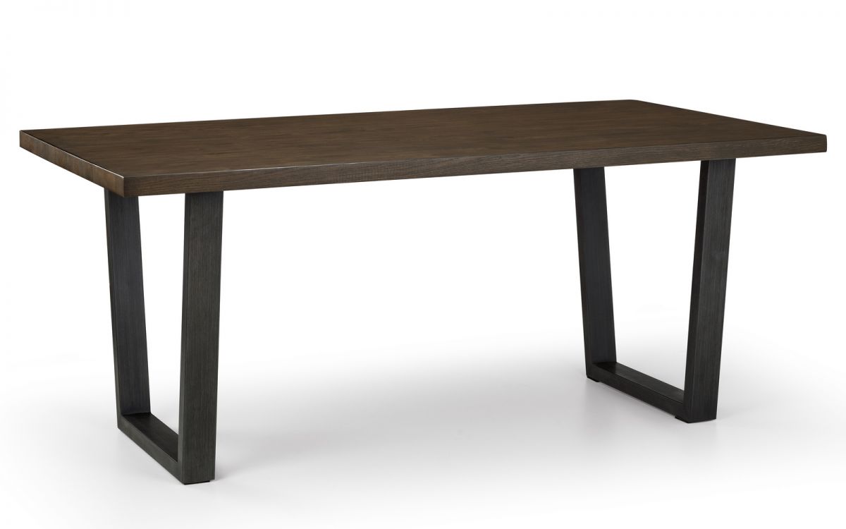 Brooklyn Dining Table Dark Oak, Bench & 4 Charcoal Chairs