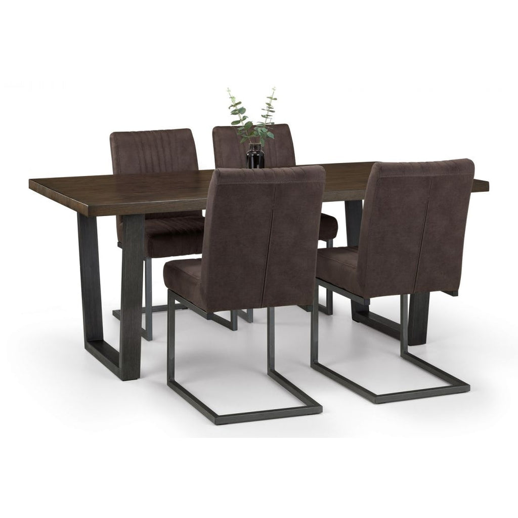 Brooklyn Dining Table Dark Oak & 4 Charcoal Chairs