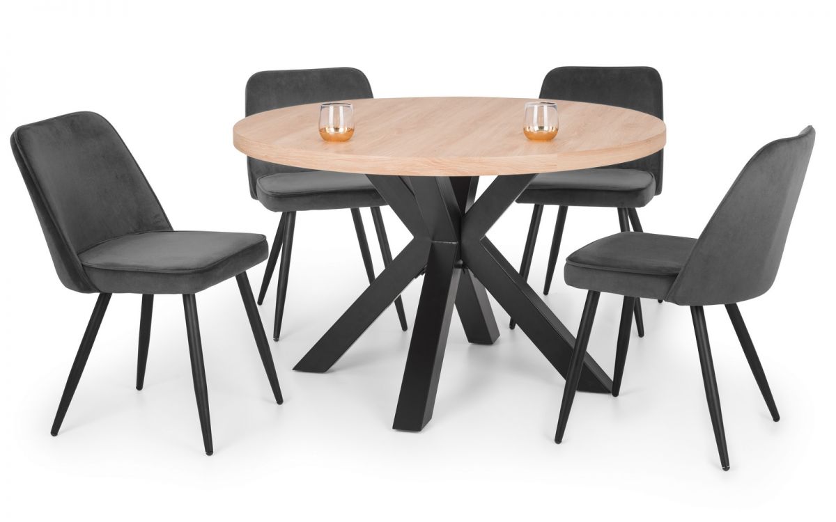 Berwick Round Table & 4 Burgess Grey Chairs