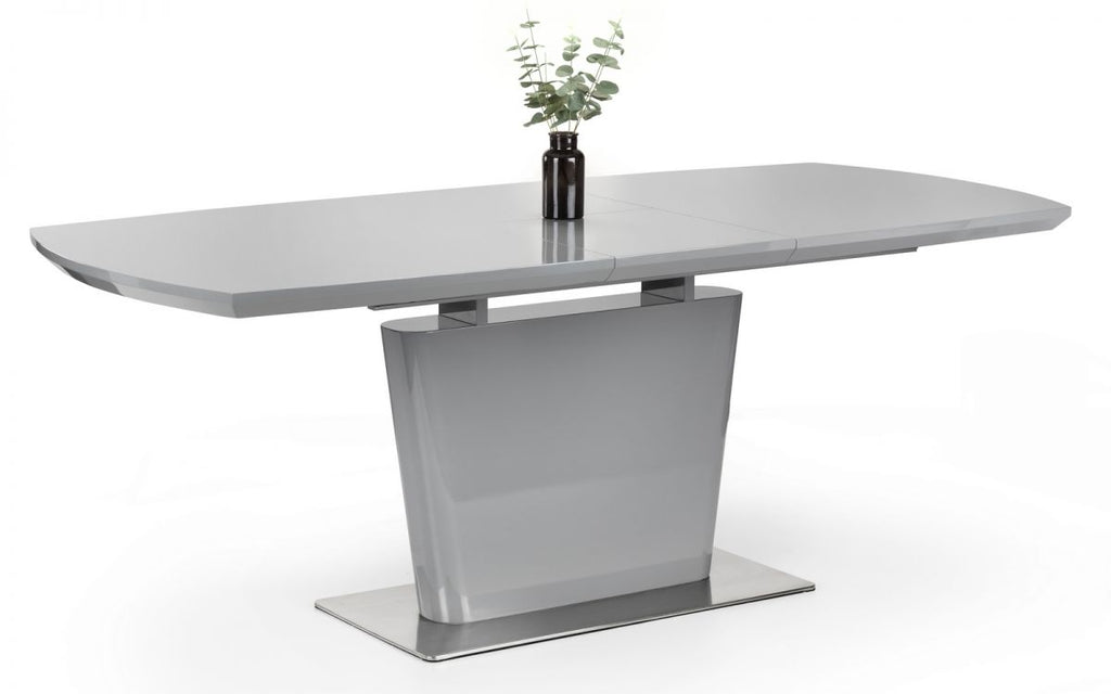 Como High Gloss Grey Table & 6 Luxe Grey Chairs