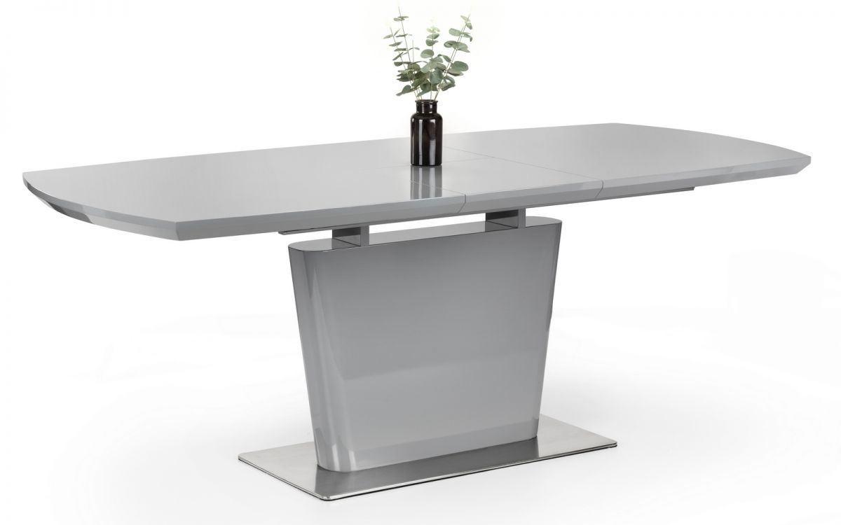 Como High Gloss Grey Table & 6 Luxe Grey Chairs