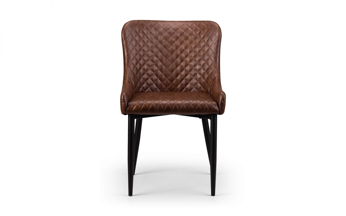Berwick Dining Table & 6 Luxe Dining Chairs Brown Faux Leather
