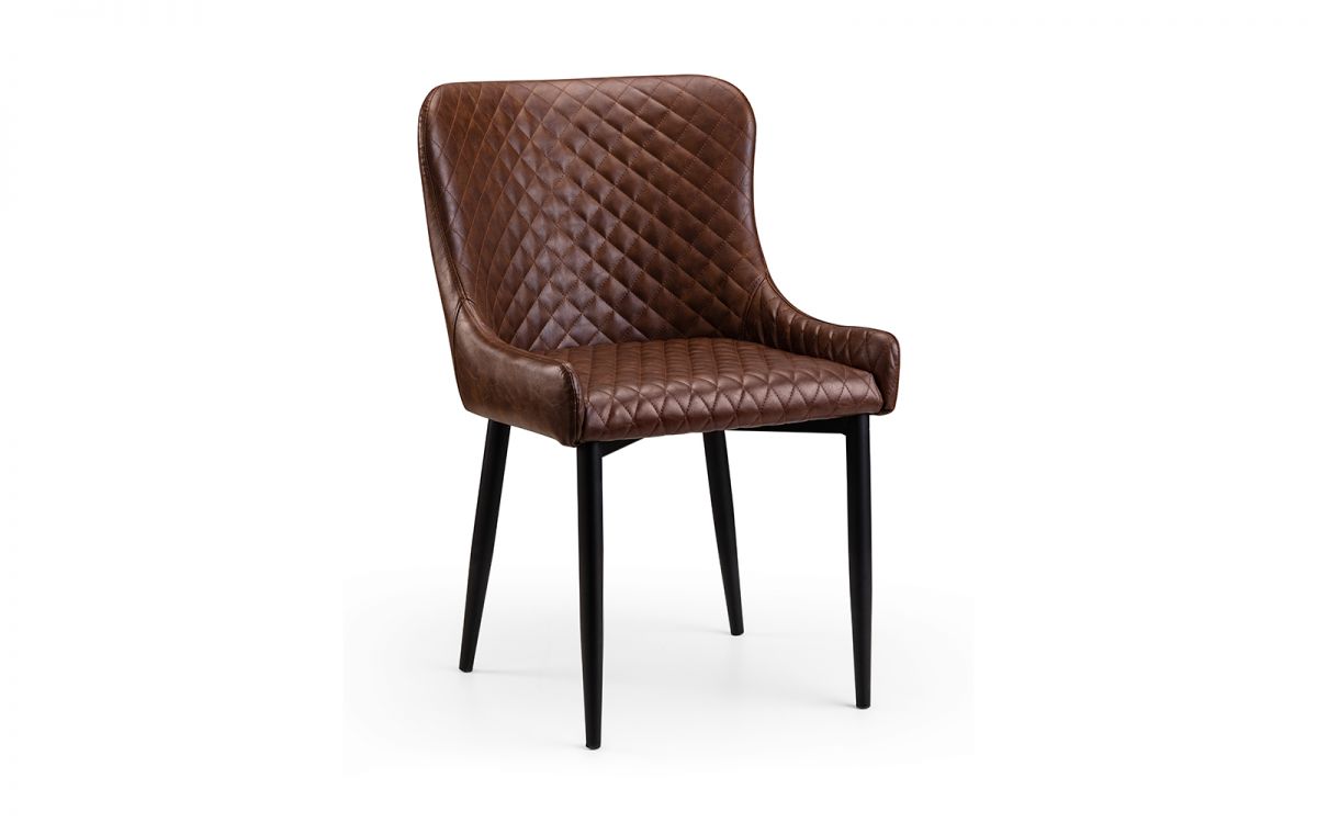 Berwick Dining Table & 6 Luxe Dining Chairs Brown Faux Leather