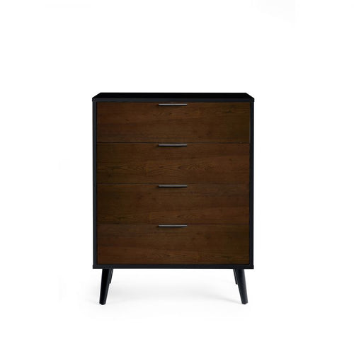 Alba 4 Drawer Wide Chest - Walnut/Black