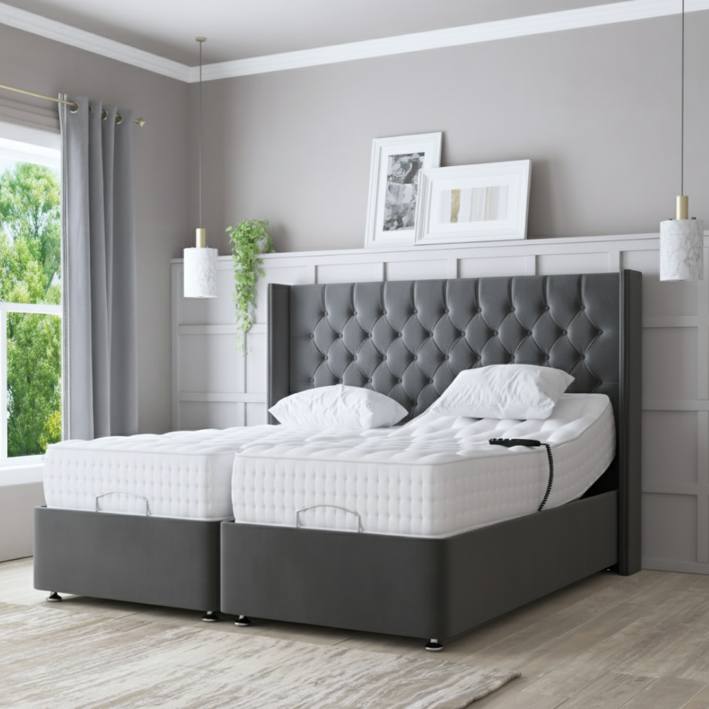 Serenity Motion Adjustable Bed – Electric Adjustable Base with Memory Gel Mattress | GRAY
