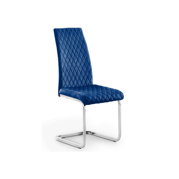 Calabria Velvet Cantilever Dining Chair - Blue