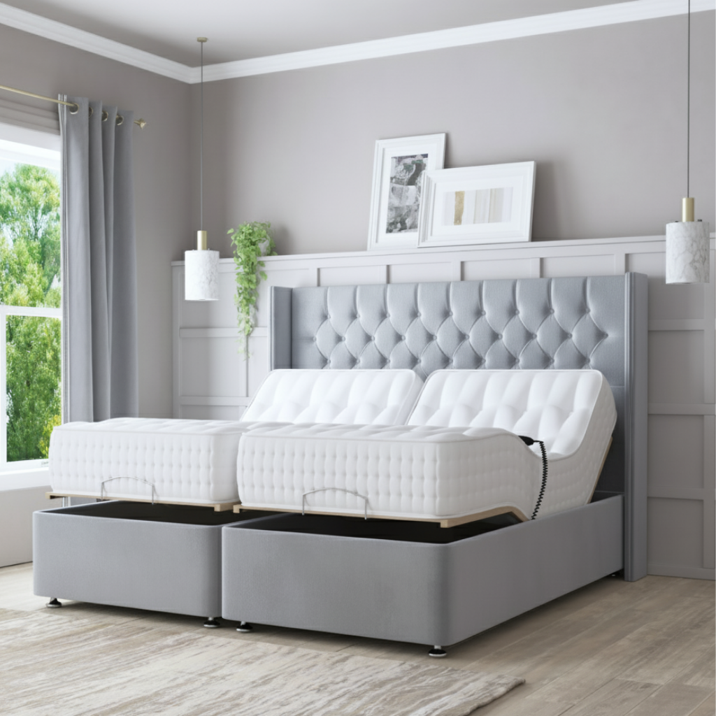 Serenity Motion Adjustable Bed – Electric Adjustable Base with Memory Gel Mattress | BLUE