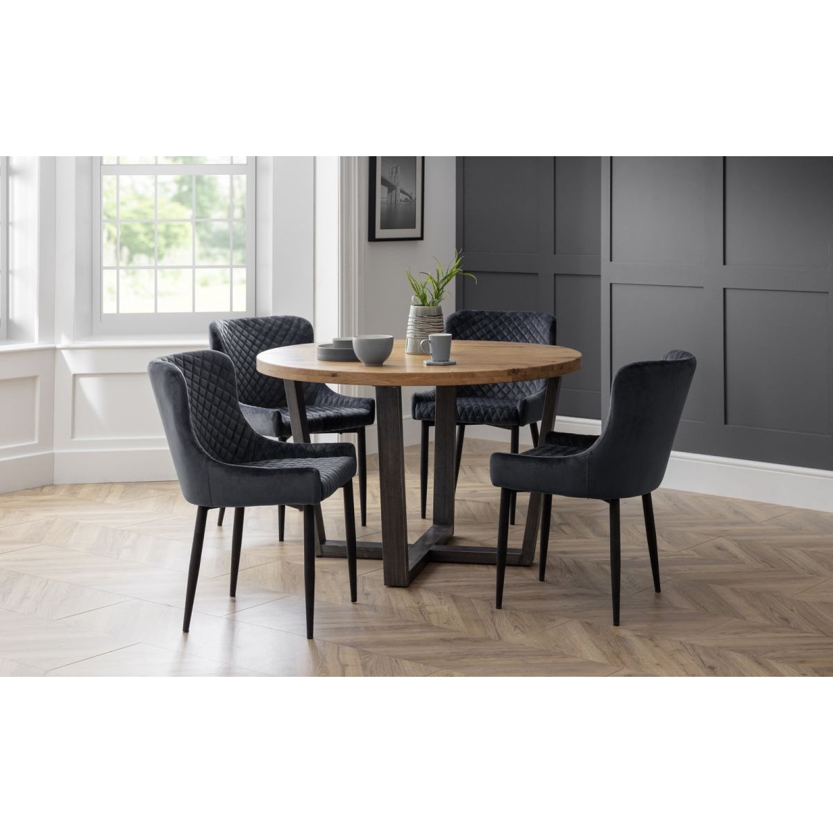 Luxe Velvet Dining Chair - Grey/Black