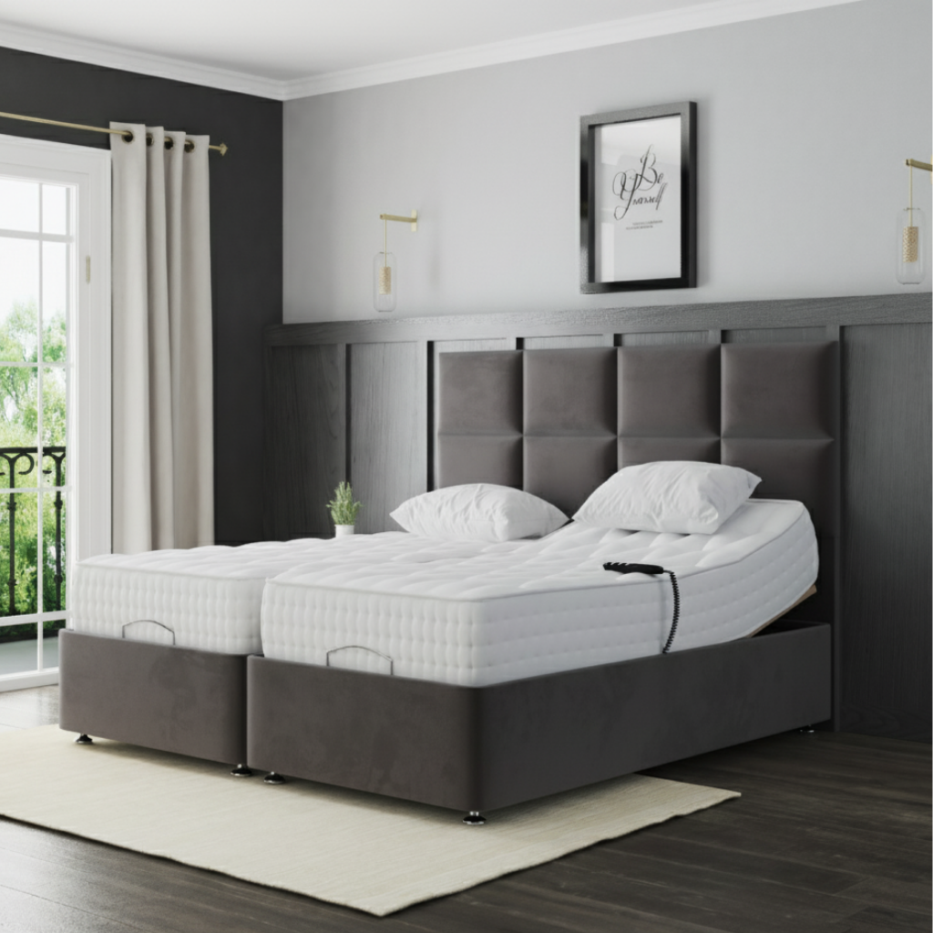 ComfortFlex Deluxe Adjustable Bed – Electric Adjustable Base with Memory Gel Mattress | SILVER