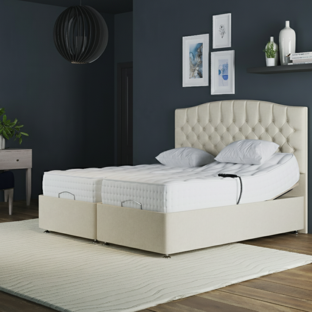 CloudLift Ultra Adjustable Bed – Electric Adjustable Frame with Memory Pocket 1000 Mattress | CREAM