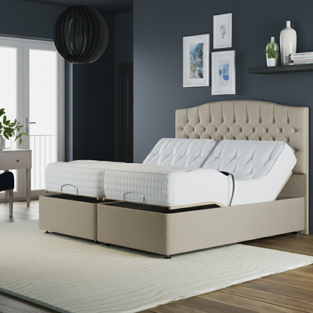 CloudLift Ultra Adjustable Bed – Electric Adjustable Frame with Memory Pocket 1000 Mattress | CREAM