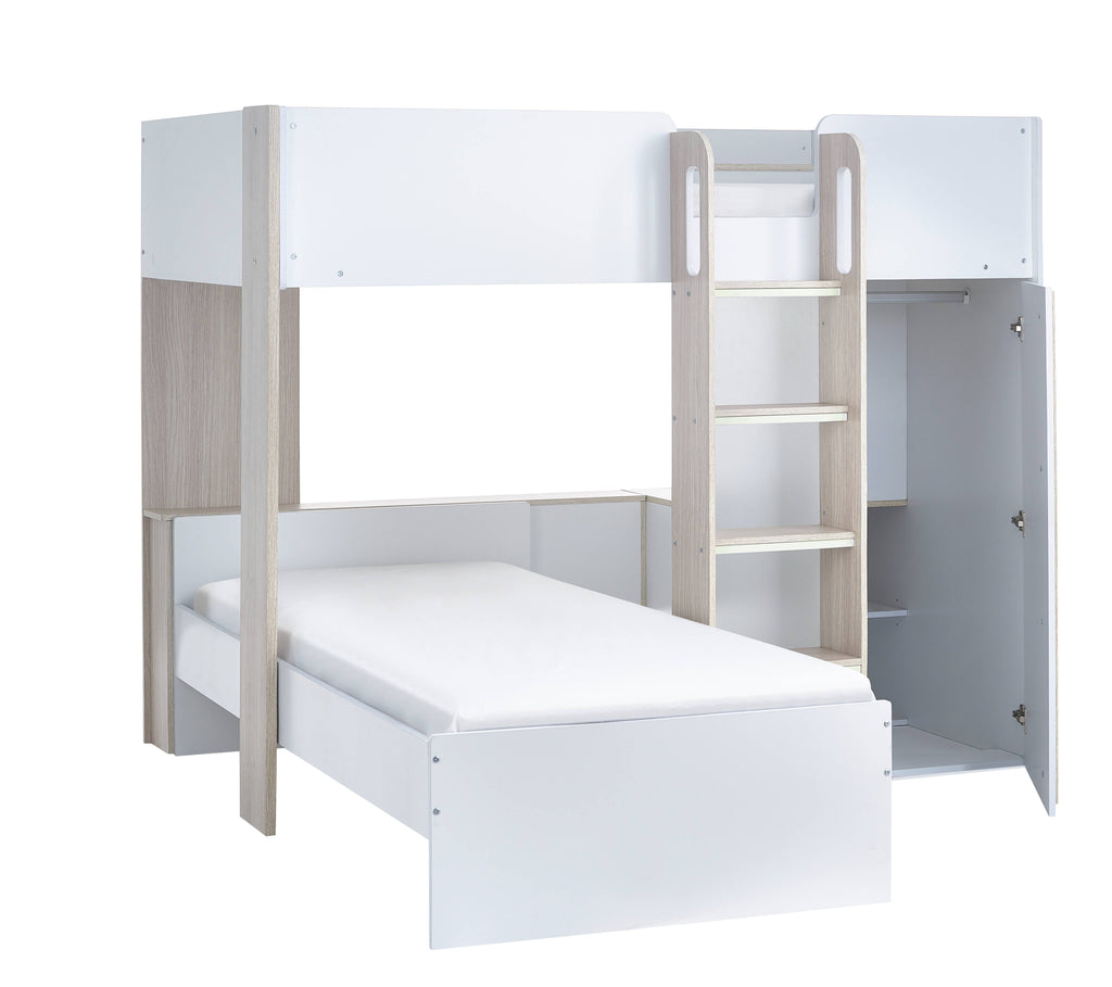 Horizon Bunk Bed - Pale Wood And White