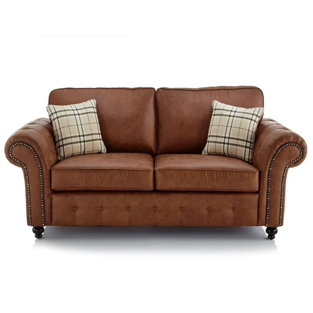 Oakland Chesterfield Sofa Bed Charcoal Grey or Tan Suede 3 Seater