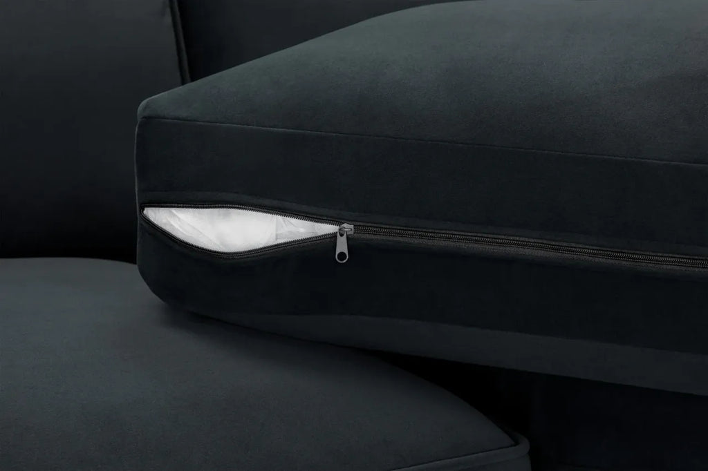 Belgravia Slate Velvet Fabric Corner U Shape Sofa
