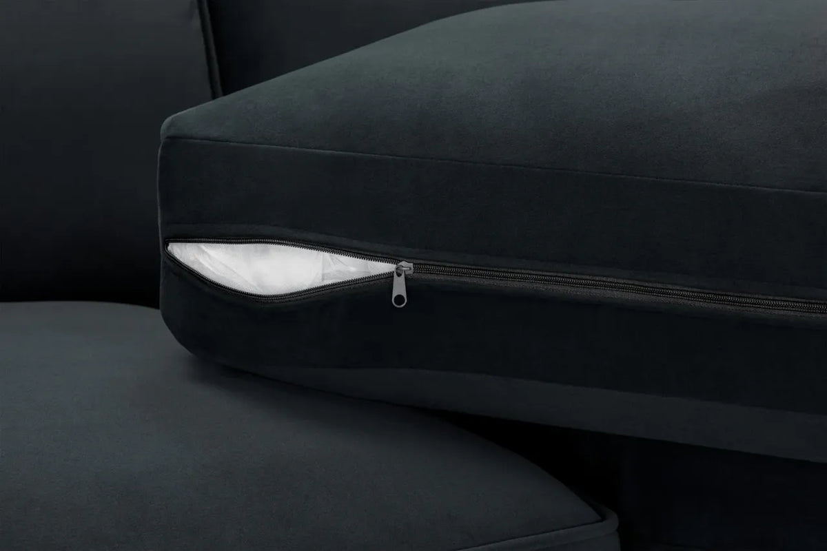 Belgravia Slate Velvet Fabric Corner U Shape Sofa