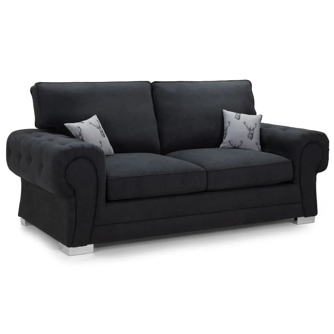 Verona Fabric Sofa FullBack 3 Seater And 2 Seater Set Grey Or Black