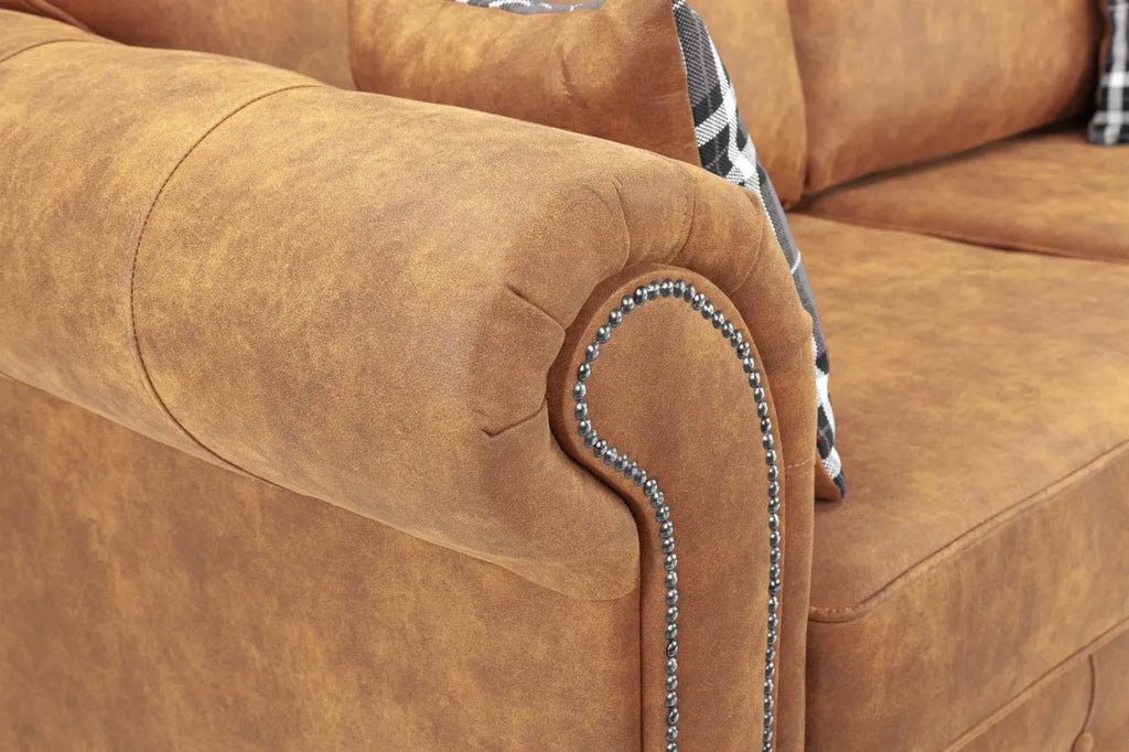Oakland Chesterfield Sofa Suede 3 Seater and 2 Seater Set