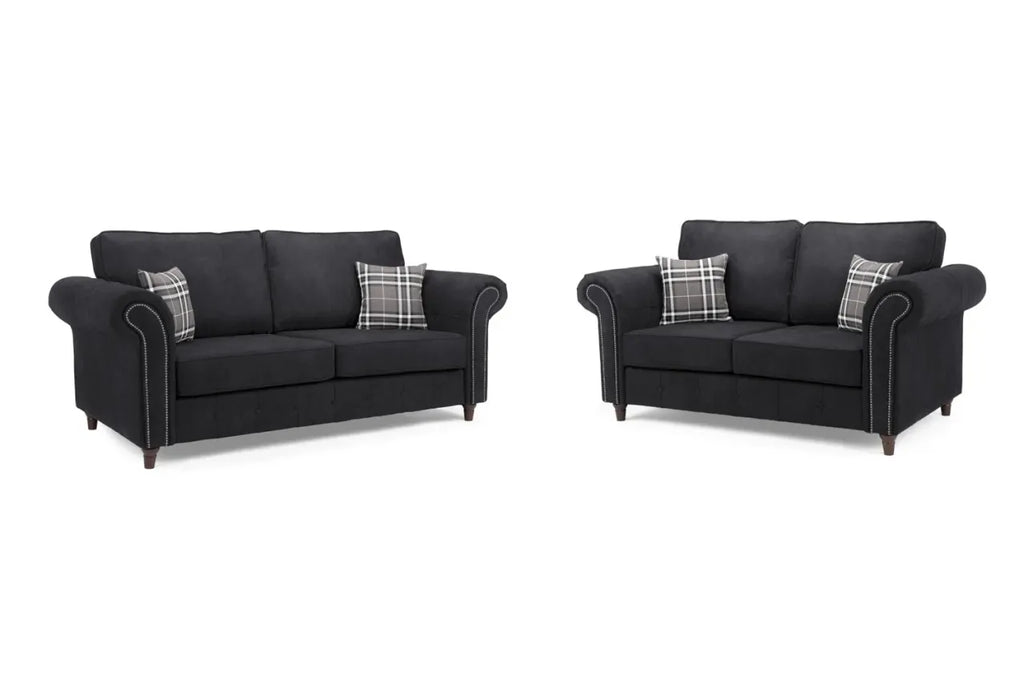 Oakland Chesterfield Sofa Suede 3 Seater and 2 Seater Set