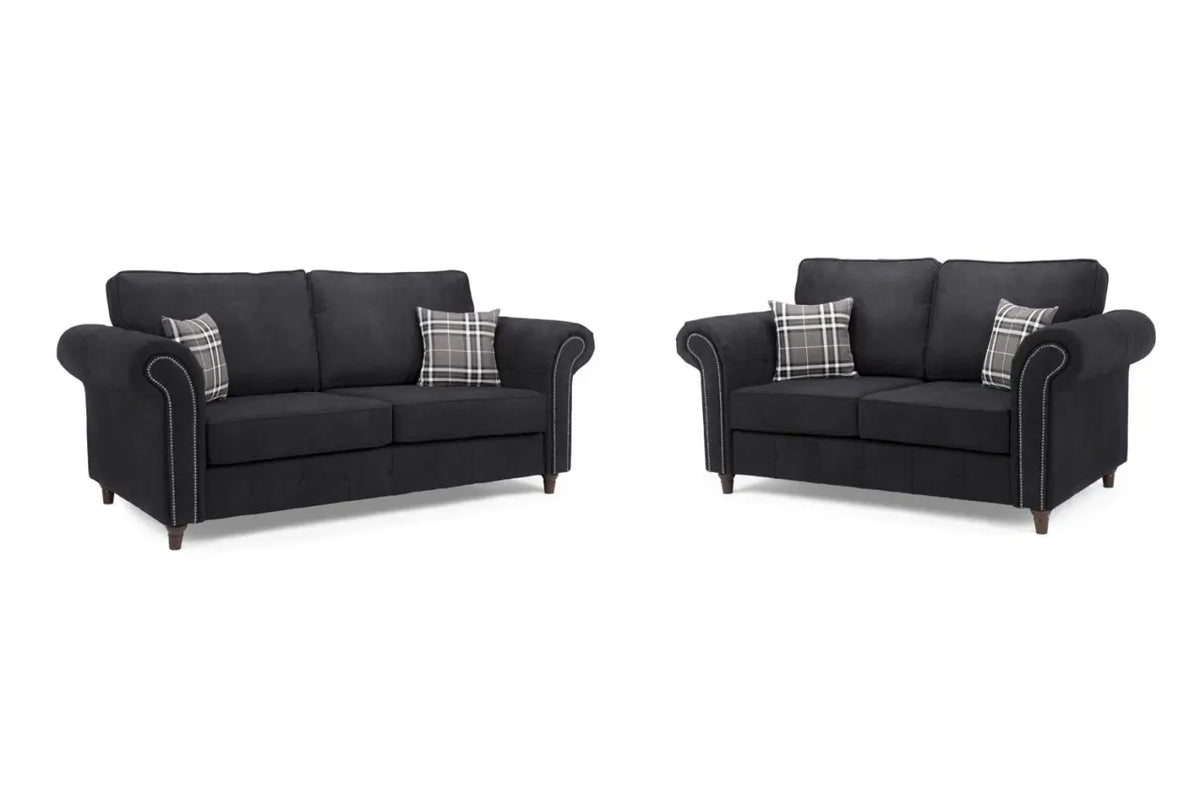 Oakland Chesterfield Sofa Suede 3 Seater and 2 Seater Set