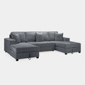 Milian Grey U-Shape Corner Sofa Bed with Storage | Large Family Sofabed