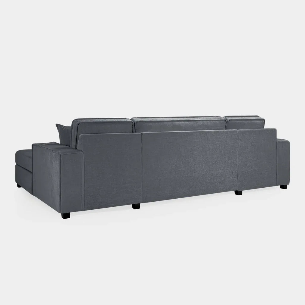 Milian Grey U-Shape Corner Sofa Bed with Storage | Large Family Sofabed