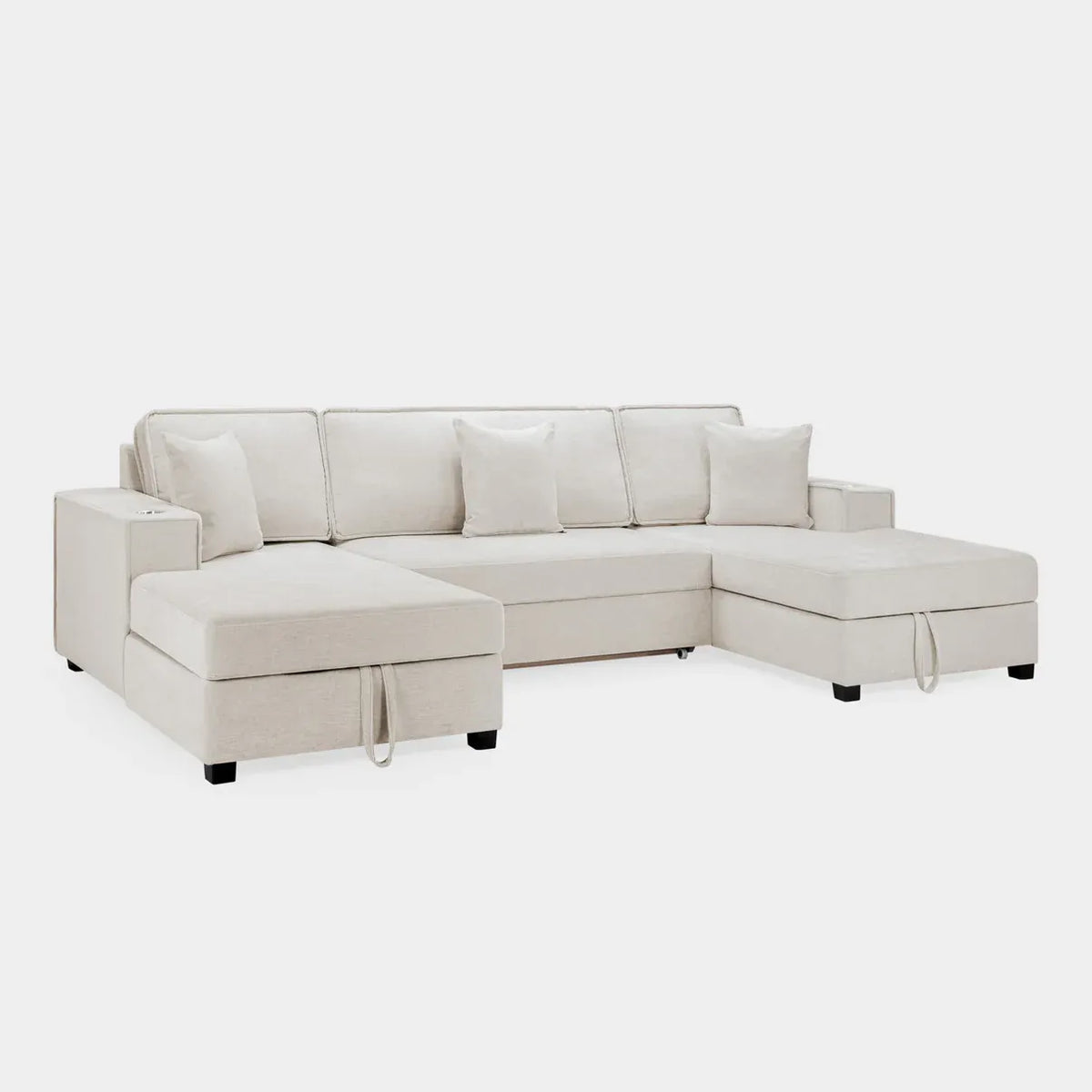 Milian Grey U-Shape Corner Sofa Bed with Storage | Large Family Sofabed