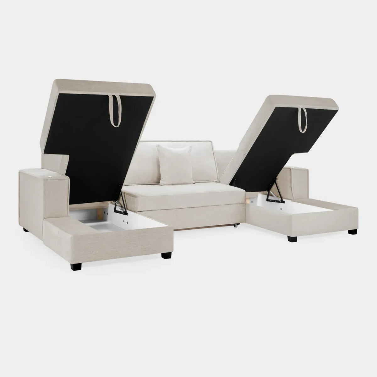 Milian Grey U-Shape Corner Sofa Bed with Storage | Large Family Sofabed