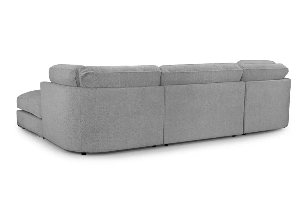 Inga Full Back Bouclé Fabric Grey U-Shape Corner Sofa