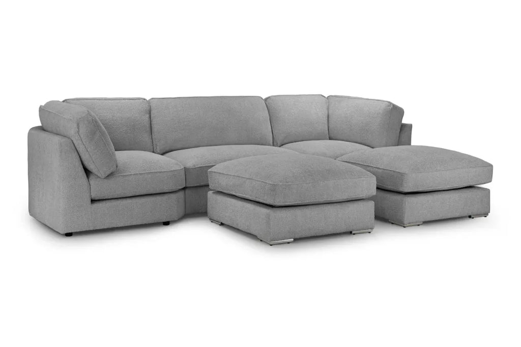Inga Full Back Bouclé Fabric Grey U-Shape Corner Sofa
