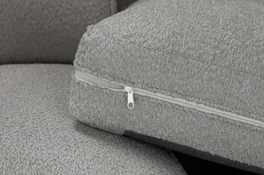 Inga Full Back Bouclé Fabric Grey U-Shape Corner Sofa