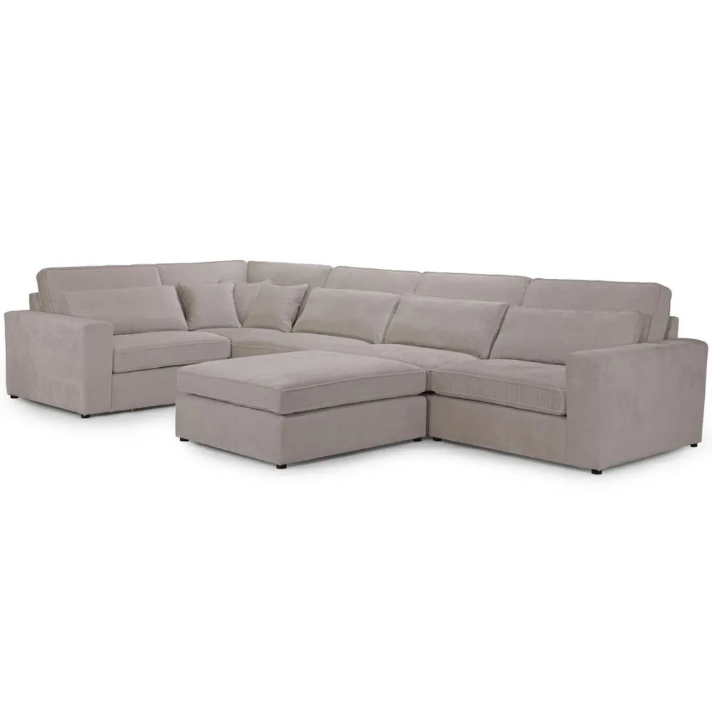Kiana Modular Sectional Fabric Corner Sofa with Footstool