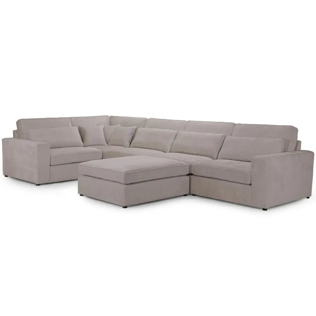 Kiana Modular Sectional Fabric Corner Sofa with Footstool