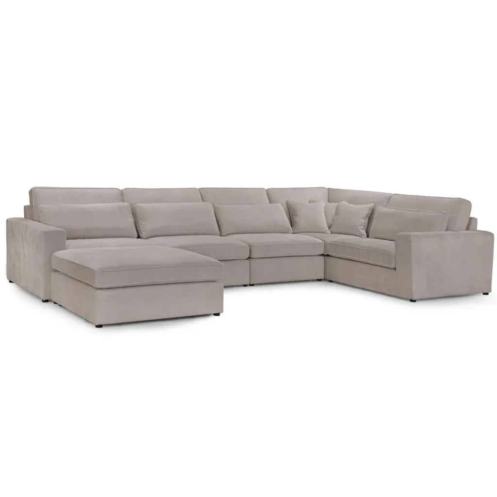 Kiana Modular Sectional Fabric Corner Sofa with Footstool