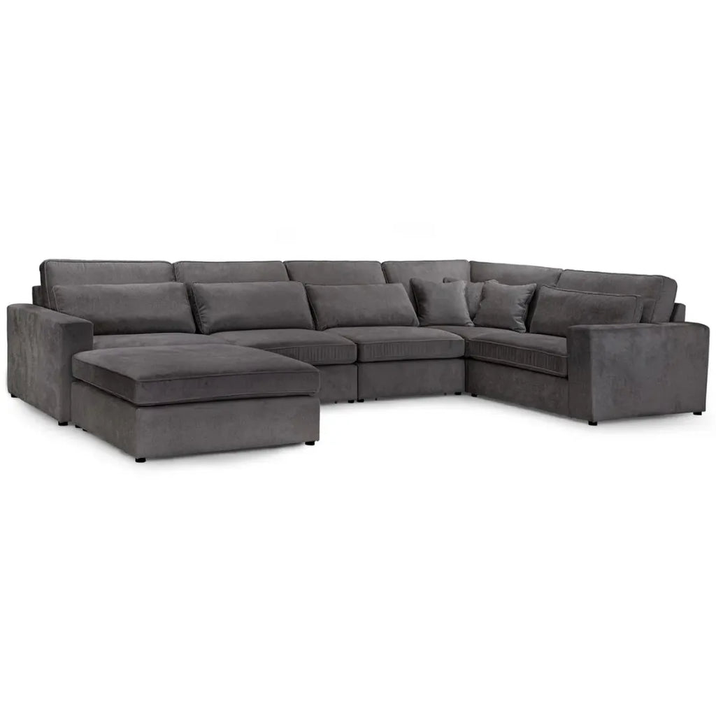 Kiana Modular Sectional Fabric Corner Sofa with Footstool