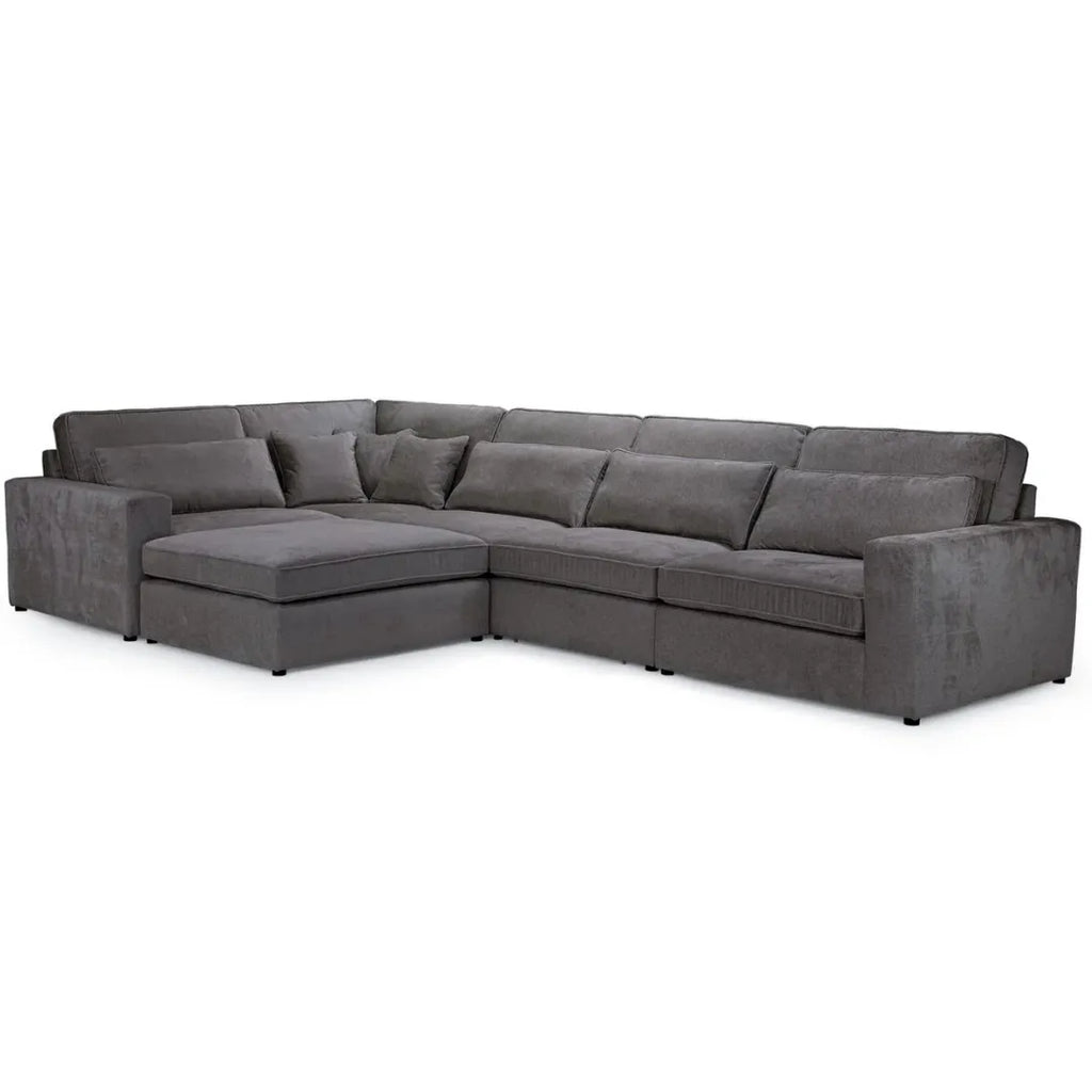 Kiana Modular Sectional Fabric Corner Sofa with Footstool