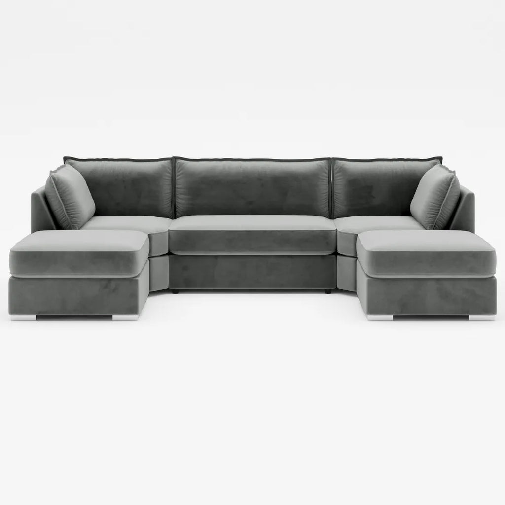 Primrose U Shape Corner Sofa – High Back Grey Fabric Sofa