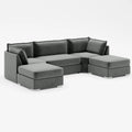 Primrose U Shape Corner Sofa – High Back Grey Fabric Sofa