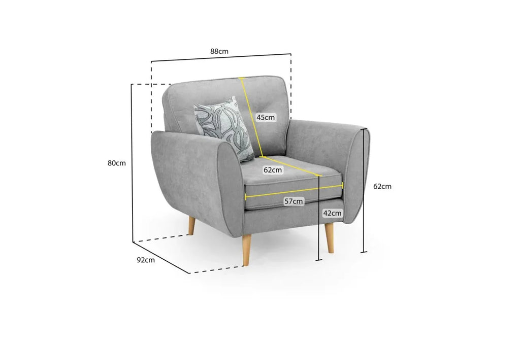 Zinc 1 Seater Arm Chair – Grey Fabric Accent Chair