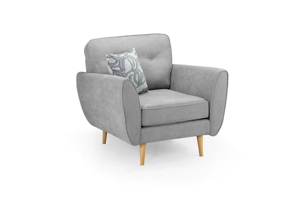 Zinc 1 Seater Arm Chair – Grey Fabric Accent Chair