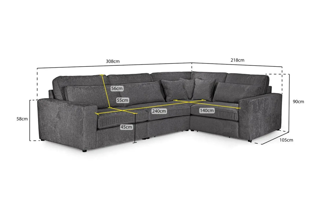 Kiana Modular Sectional Sofa – Right Hand Facing Corner Fabric Sofa