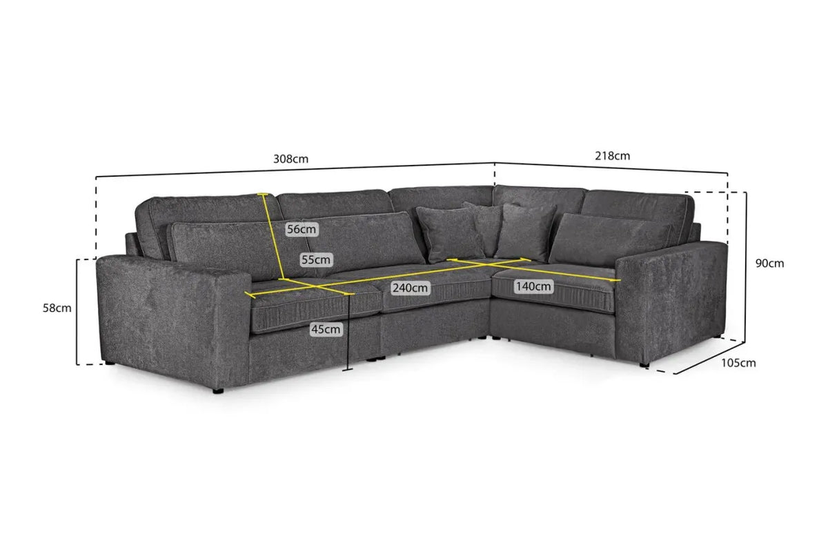 Kiana Modular Sectional Sofa – Right Hand Facing Corner Fabric Sofa