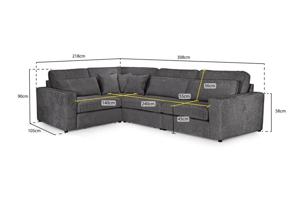 Kiana Modular Sectional Sofa – Left Hand Facing Corner Fabric Sofa