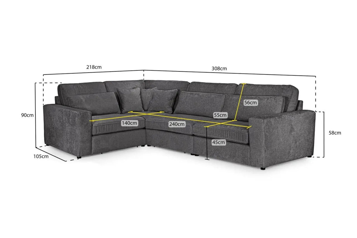 Kiana Modular Sectional Sofa – Left Hand Facing Corner Fabric Sofa